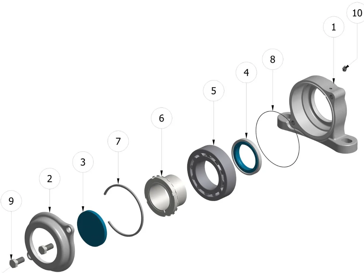 Extreme Bearing unit exploded view showing all components